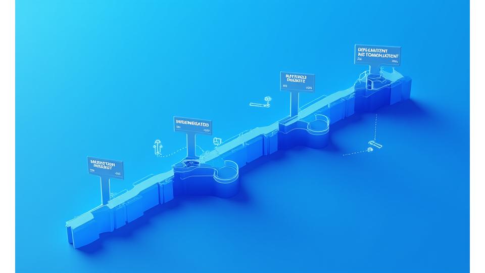 Digitaalinen roadmap, joka näyttää Legal Tech -implementaation vaiheet